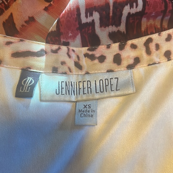 Jennifer Lopez Chiffon Pink Animal Print Caftan Mini Dress Size XS Rhinestone - Picture 7 of 7